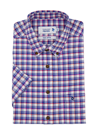 Double Two Short Sleeve Navy Check Shirt 