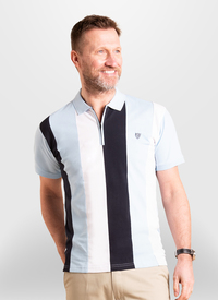 Striped Contrast 1/4 Zip Polo 