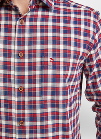 Red & Blue Plaid Check L/S Cotton Shirt 