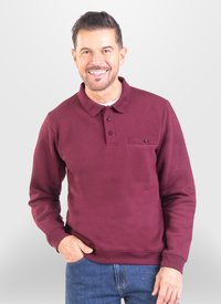 FLEECE LINED LONG SLEEVE POLO SHIRT 