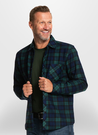 VELOUR LINED CHECK OVERSHIRT 