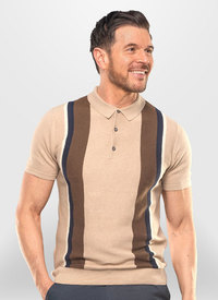 Vertical Striped Knitted Polo Shirt 