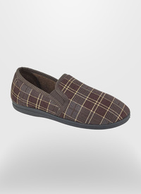 Brown Check Velour Slipper 