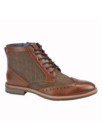 Herringbone Textile/Leather Boots 