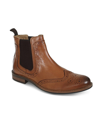 Tan Leather Brogue Twin Gusset Boot 