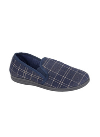 Navy Dale Check Slippers 