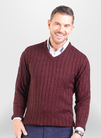 SOFT TOUCH CABLE KNIT V NECK JUMPER 