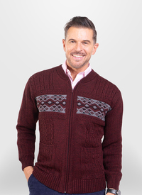 Jacquard Pattern Full Zip Soft Knit Card 