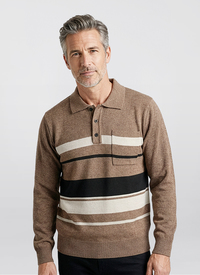 Mens Long-Sleeved Knitted Polo 