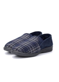 LUXURY FULL SLIPPERS NAVY CHECK 