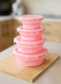 4pc Silicone  Collapsible Stacking Containers