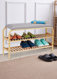 Premium Bamboo Shoe Rack With Cushion Bench