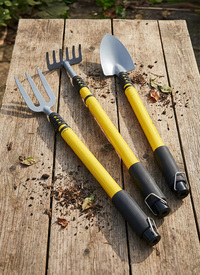 Set of 3 Telescopic Handle Rake, Trowel & Fork
