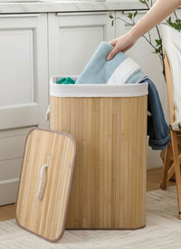 Laundry Basket with Lid | Bamboo Collapsible