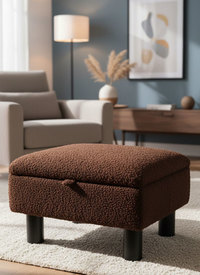 Foot Stool Ottoman with Hidden Storage & Teddy Fabric Lid Foot Stool Ottoman with Hidden Storage & Teddy Fabric Lid
