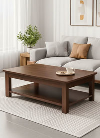 Modern Rectangular Coffee Table in Natural Nut Brown Finish Modern Rectangular Coffee Table in Natural Nut Brown Finish