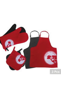 3PC GLOVE, APRON & POT HOLDER SET