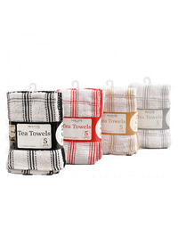 5 Pack Check Tea Towels 