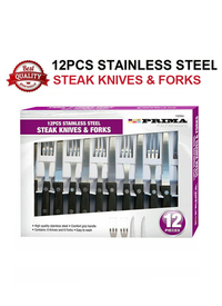 12PCK STAINLESS STEEL KNIVES & FORKS