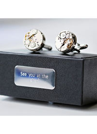 COG WHEEL CUFFLINKS MODERN FONT (GIFT
BOX) ENGRAVING