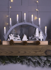 Battery Powered Wooden Festive Candle Bridge