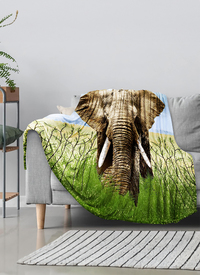 Elephant Print Mink Throw