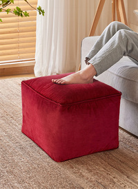 Faux Suede Cube Pouffe 