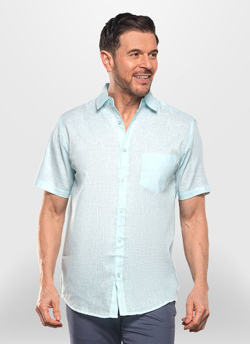 Linen Blend Summer Short Sleeve Shirt 