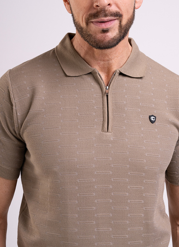 Knitted Zip Neck Polo 