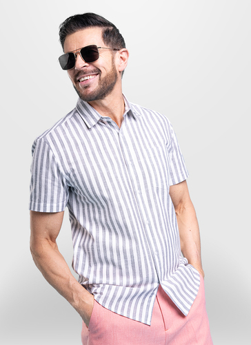 Linen Blend Short Sleeve Shirt 