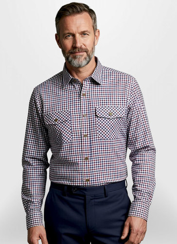 Tattersall Longsleeve Shirts - Navy & Wine