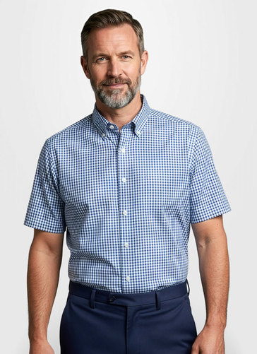 Tattersall Shortsleeve Shirts - Blue