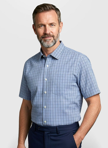 Tattersall Shortsleeve Shirts - Lilac & Blue