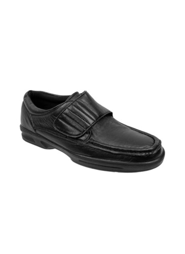 Dr Keller Texas Men�s Black Leather Wide-Fit Touch-Fasten Shoes