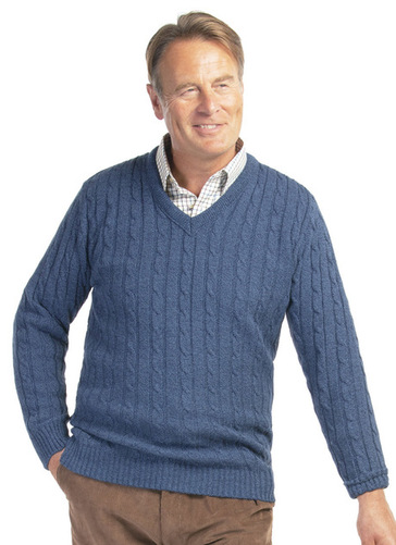 Soft Touch Cable Knit V Neck Jumper 
