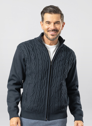 Men's Ripon Full Zip Fleece-Lined Cable Knit Cardigan