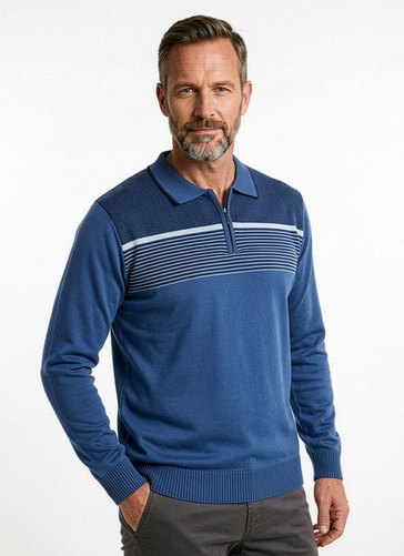Mens Quarter Zip Long Sleeve Polo 