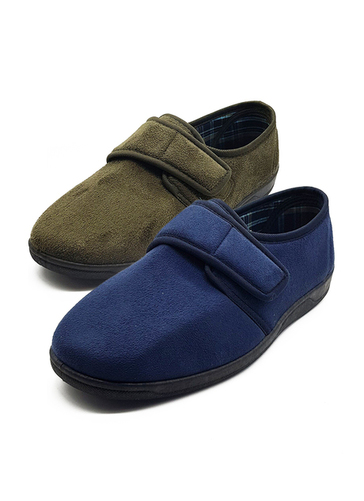 TOUCH FASTEN SUEDE SLIPPERS 
