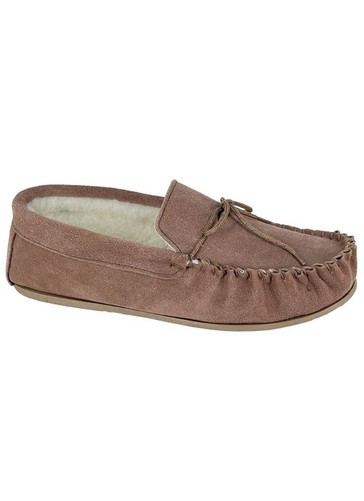 SUEDE MOCCASIN WOOL SLIPPER 