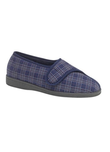 Navy Extra Wide Touch Fastening Slipper 