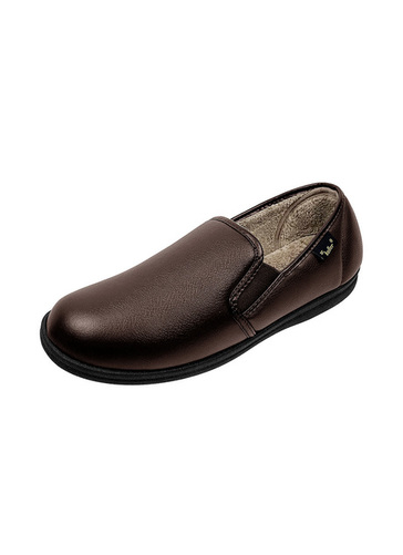 Dr Keller Christof Men�s Brown PU Leather Slip-On Slippers