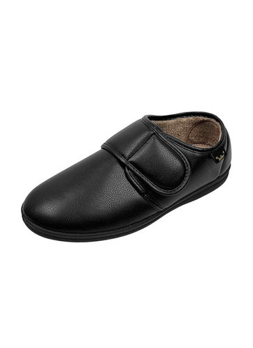 Dr Keller Chris Men�s Black Faux Leather  Fit Touch-Fasten Slippers