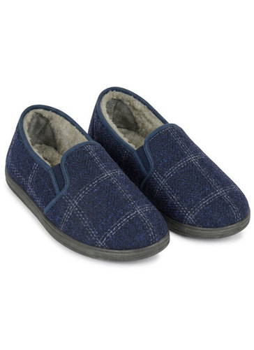 Navy Check Twin Gusset Slipper 