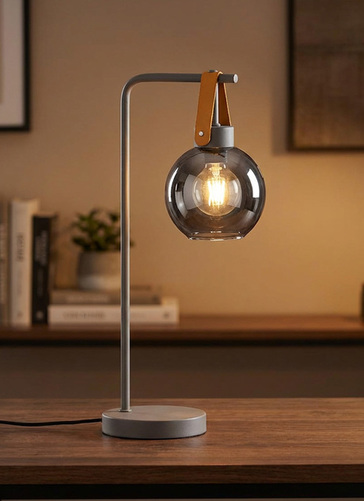 Homelya Smoke Glass Shade Table Lamp