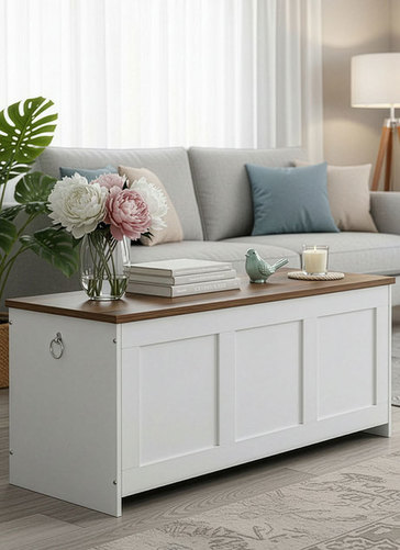 Rustic Storage Bench Blanket Box 100cm