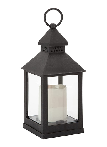 FLICKERING BLACK LANTERN WITH LED LIGHT (2 Pack)