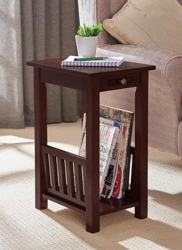 Kilburn Magazine Rack With Pull Out Tra 