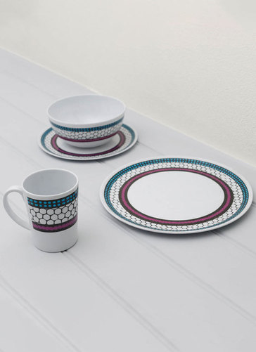 16 Pcs Melamine Dining Set - Honeycomb