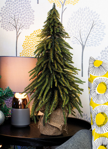 Decorative Gold Finish Mini Christmas Tree in Hessian Bag
