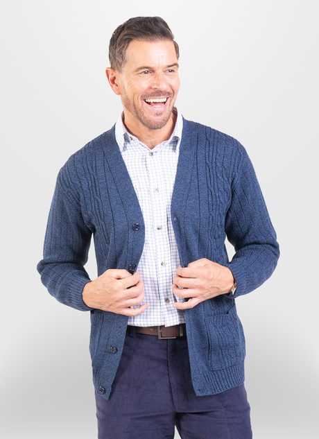 SOFT TOUCH CABLE KNIT BUTTON CARDIGAN